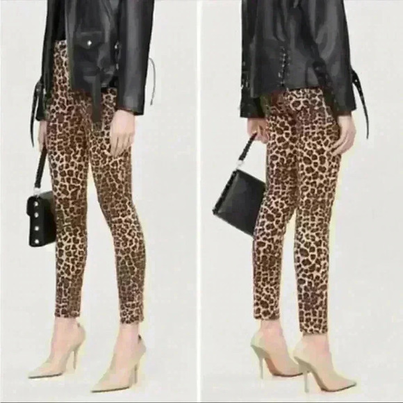 Good American Good Waist High Rise Skinny Leopard Jeans. Size 25 - Picture 2 of 9